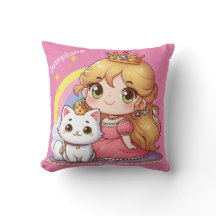 princesse mignonne personnalisable avec chat blanc