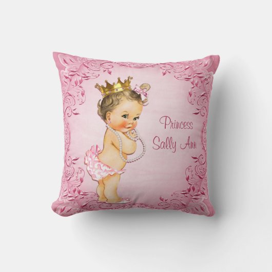 Coussin Princesse personnalisée Glamorous Pink de brune (Recto)