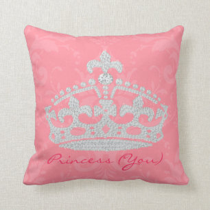 Coussin Princesse rose Crown Pillow de diamant de damassé
