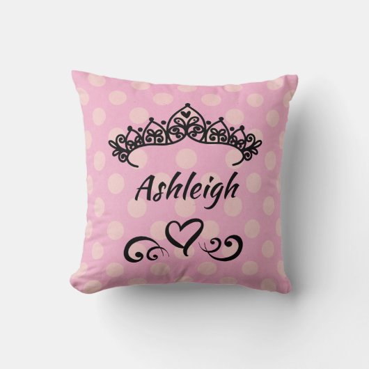 Coussin Princesse Tiara Pois rose (Recto)