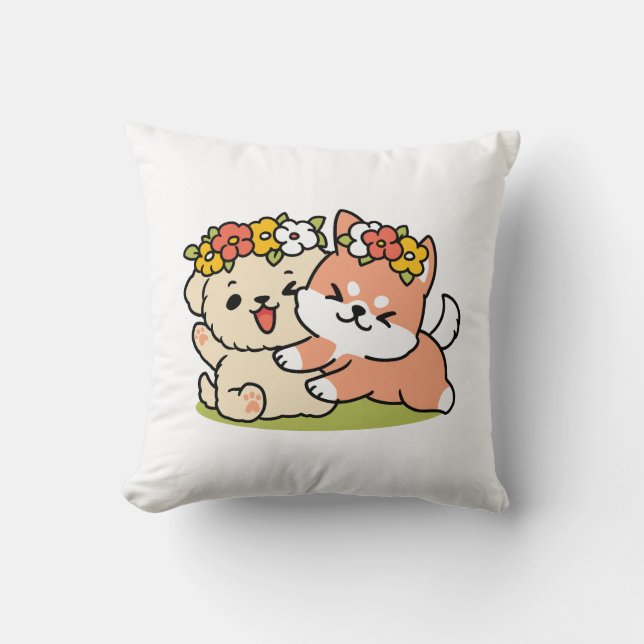 Coussin Printemps dans la laideur - Illustration de chien  (Recto)
