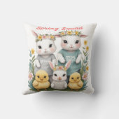 Coussin Printemps Équipe Mignon Lapin & Poussin Pâques (Verso)