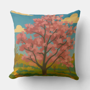 Coussin Printemps Éveil - Paysage de l'arbre florissant