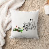 Coussin Printemps éveillé, chiot avec papillon (Couverture)