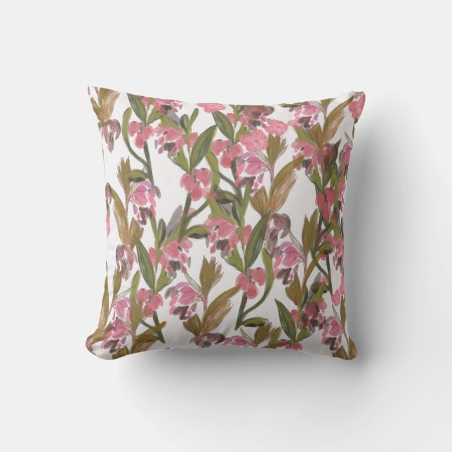 Coussin Printemps fleurit Floral Design en rose, vert oliv (Recto)