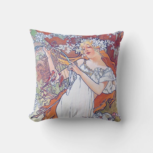 Coussin Printemps (Quatre Saisons), Alphonse Mucha (Recto)