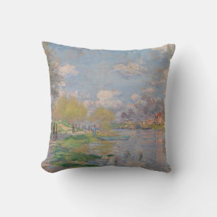 Coussin Printemps sur la Seine par Monet Impressionniste