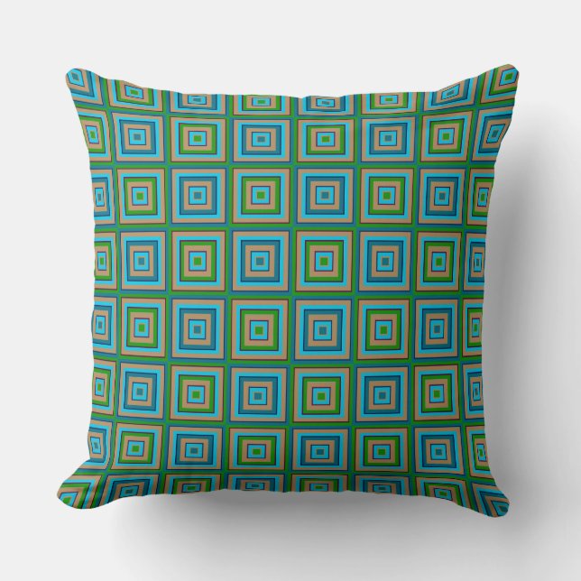Coussin Prises carrés Camel Vert Turquoise Eggplant (Recto)