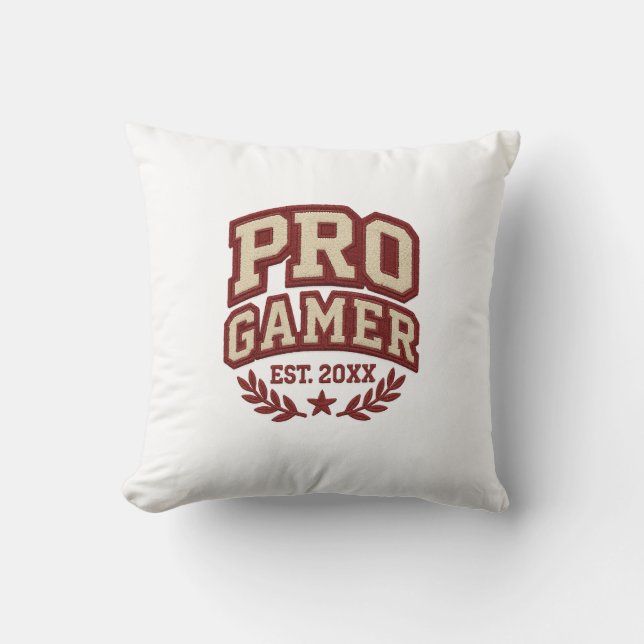 Coussin PRO GAMER — Style de patch Varsity Chenille (Recto)