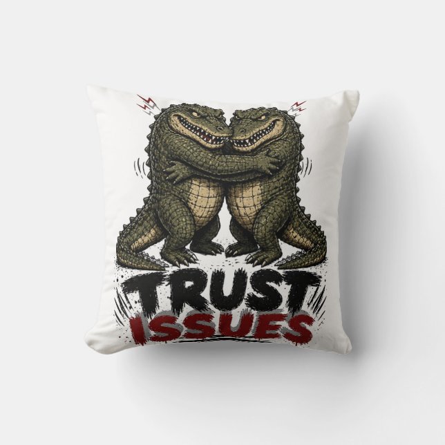 Coussin Problèmes de Confiance Illustration de Crocodile G (Recto)