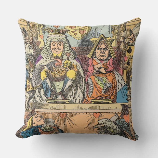 Coussin Procès d'Alice, le valet de cœur vintage (Recto)