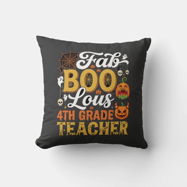 Coussin Professeur de 4e année Faboolous Halloween (Recto)