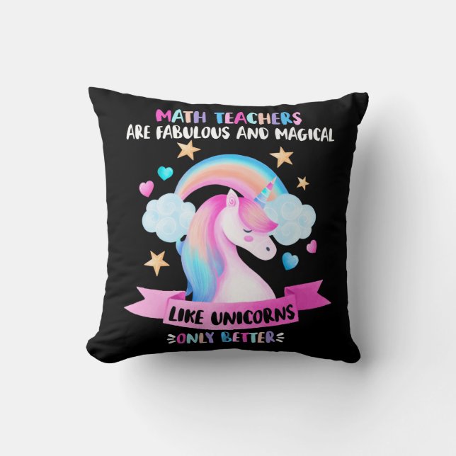 Coussin Professeur de Maths - Licorne Magique Fabuleuse (Recto)
