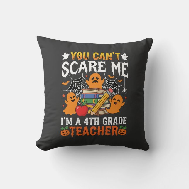 Coussin Professeur d'Halloween fantôme drôle de 4e année (Recto)