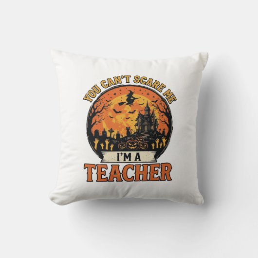 Coussin Professeur Halloween Vintage Drôle École Squeletti (Recto)
