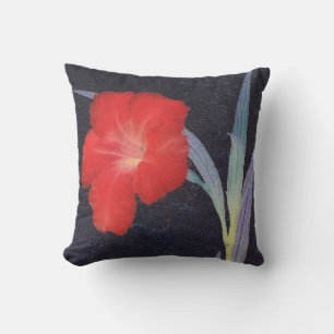 Coussin Profil de fleurs rouges rustiques
