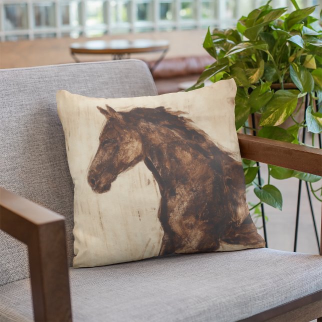 Coussin Profil du cheval sauvage Brown (Créateur téléchargé)