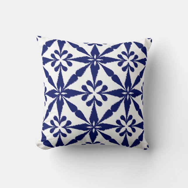 Coussin Profil sous convention astérisque d'Ikat - bleu (Recto)