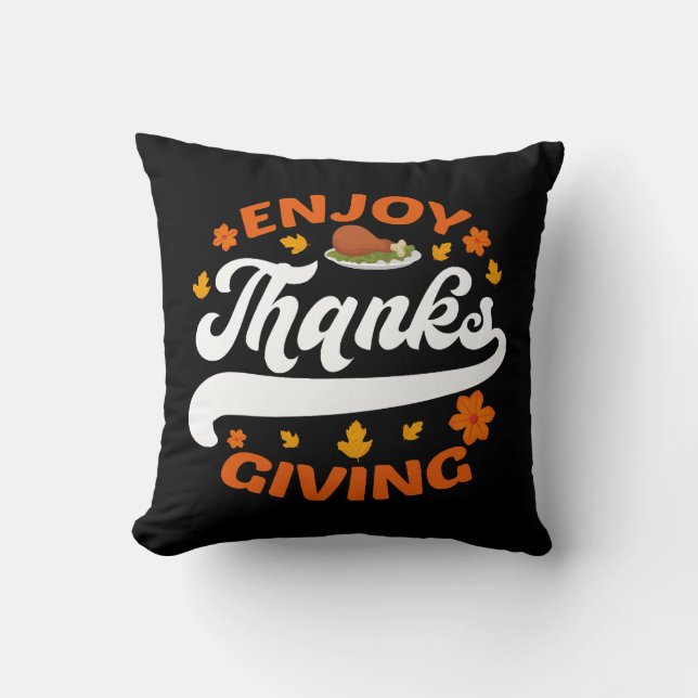 Coussin profiter de la nourriture de thanksgiving dinde re (Recto)