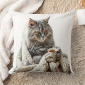 Coussin Profitez du thé d'hiver de chat (Couverture)