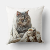 Coussin Profitez du thé d'hiver de chat (Verso)