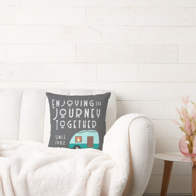 Coussin Profitez du voyage ensemble Retro Camper Grey (Canapé)