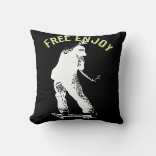 Coussin Profitez gratuitement du ski urbain rétro