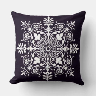 Coussin Profond Purple Orné Floral Damask