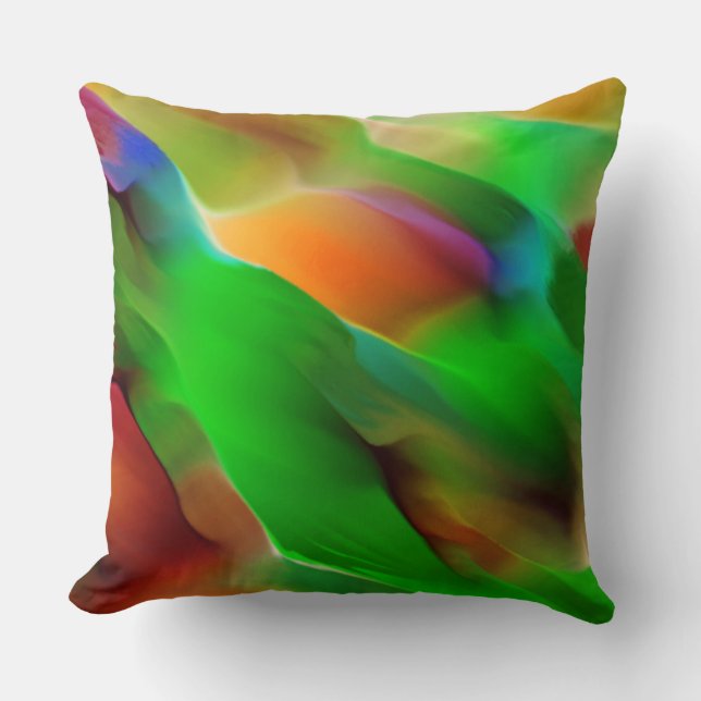 Coussin Profondeur et reliefs colorés, le vert prédomine (Recto)