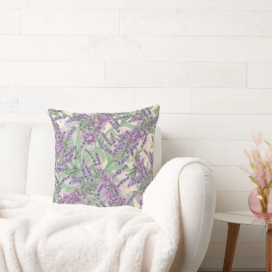 Coussin Profusion de Lavande Poussiéreuse Florale Rustique