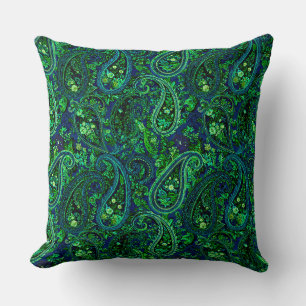 Coussin Profusion Paisley Vibrant Floral Bleu Vert