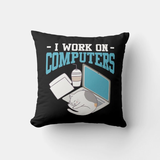 Coussin Programmateur de chats en informatique de jeu Nerd (Recto)