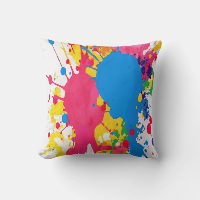 Coussin Projections de peinture colorées (Recto)
