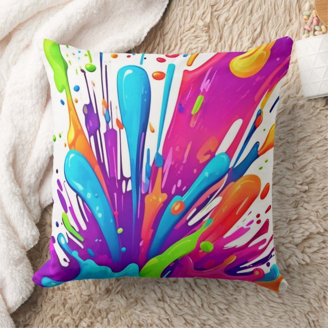 Coussin Projections de peinture liquide colorée (Couverture)