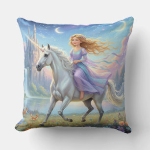 Coussin Promenade au clair de lune vers le château de rêve