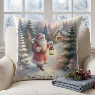 Coussin Promenade de la lanterne de Santa - Scène de cotta