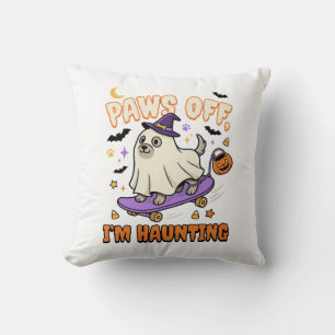 Coussin Promenade en Skate Chien d'Halloween Effrayant
