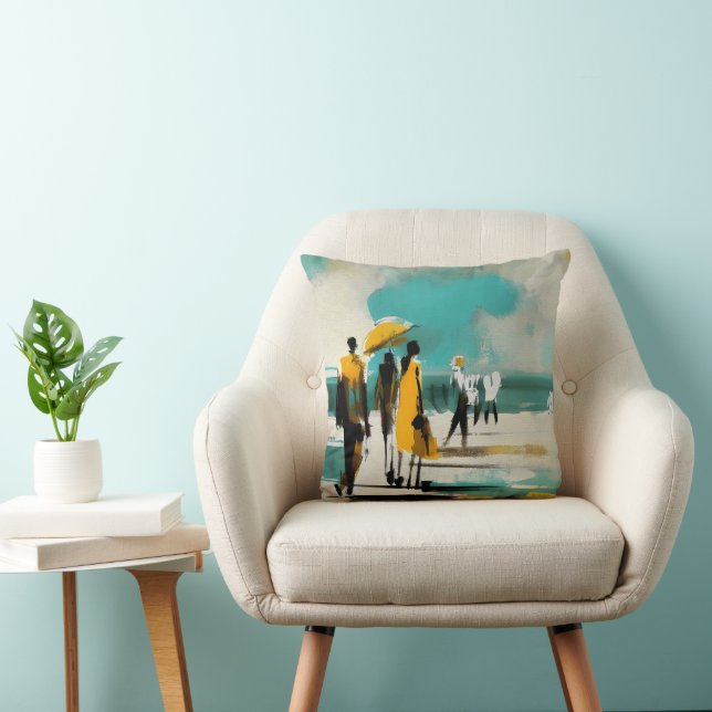 Coussin Promenade Ensoleillée – Figures Abstraites Dans Un (Chaise)