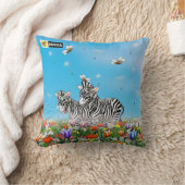 Coussin Promenade estivale Zebras Flower Glad Watercolor (Couverture)