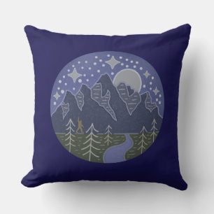 Coussin Promenade étoilée de Bigfoot Art folklorique de