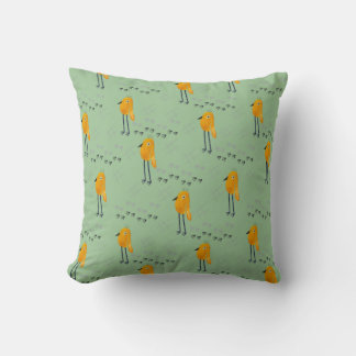 Coussin promenade Oiseau vert sauge