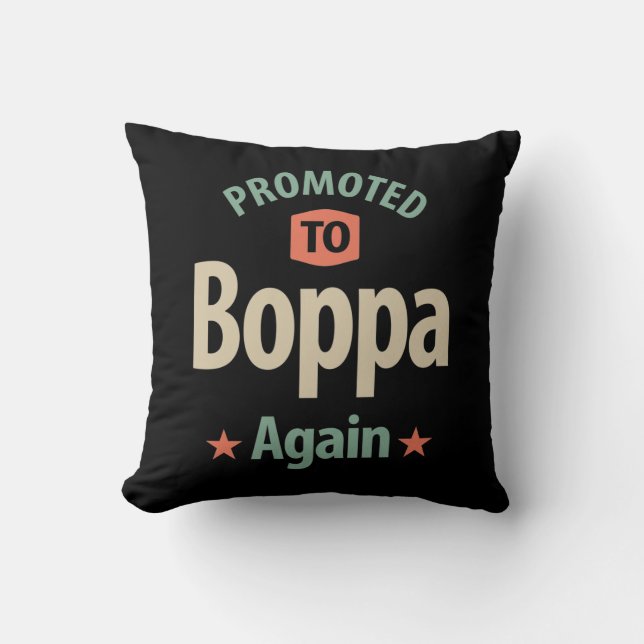 Coussin Promu À Boppa À Nouveau | Cadeau Père Grand-Père (Recto)