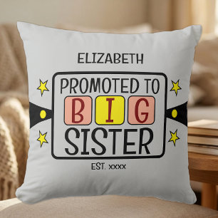 Coussin Promu au nom de grande sœur année établie pêche ja