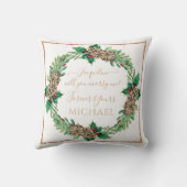 Coussin Proposition de Noël Couronne rouge verte feuillage (Verso)