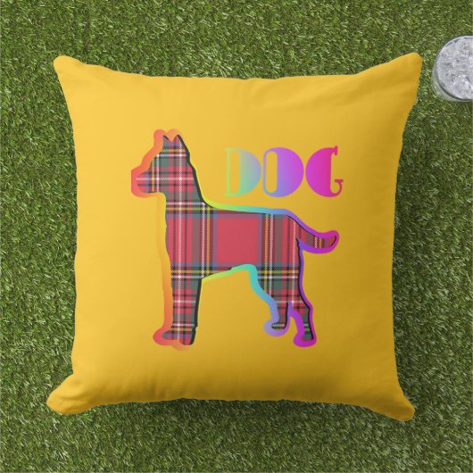 Coussin Propriétaire de chien écossais rouge jaune (Herbe)