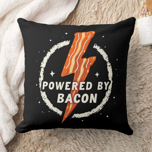 Coussin Propulsé par Bacon Funny Retro Fodie esthétique (Couverture)