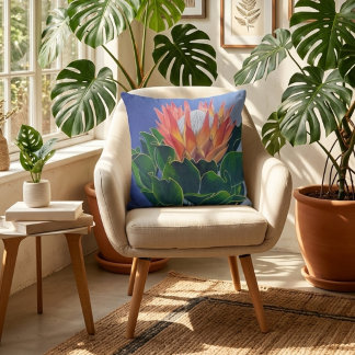 Coussin Protea Roi Gras | Art floral peint à la main