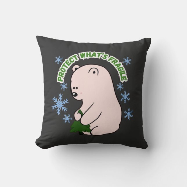Coussin Protègeons avec amour ce qui est fragile (Recto)