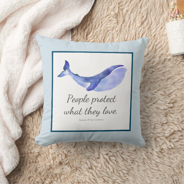 Coussin Protéger ce que nous aimons Citation Baleine (Couverture)