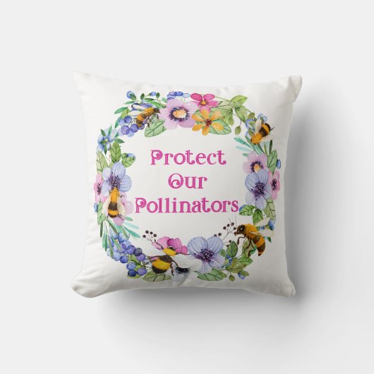 Coussin Protéger nos pollinisateurs Fleurs d'abeilles (Recto)
